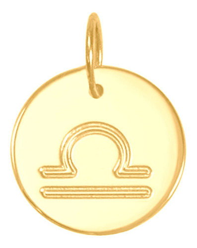 Pingente Ouro 18k Medalha Signo Libra 13mm