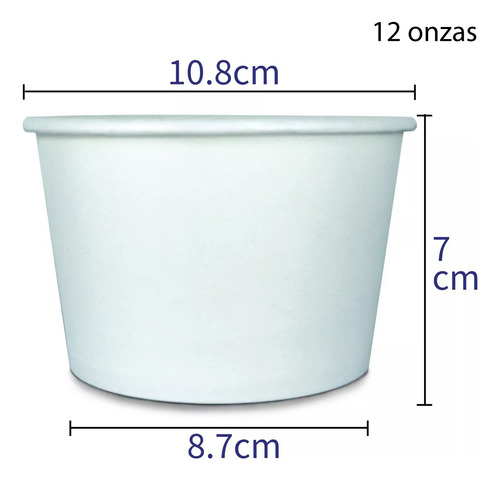 Vaso O Envase De Cartón Para Helado 12 Oz C/50 Pz Blanco