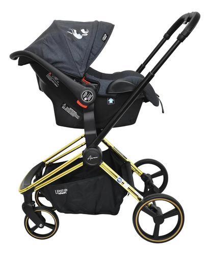 Carriola Con Portabebé Y Bambineto Infanti Aaron Reversible Color Negro