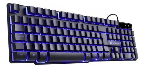 Teclado Gamer Vx Hydra Led Azul 107 Teclas + 12 Multimidia Preto Com Led Azul Português Brasil
