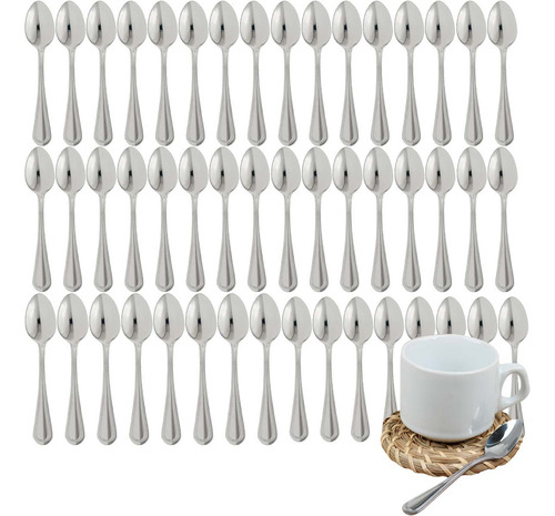48 Cucharas Moka Linea Emilio Acero Inoxidable 48 Piezas Mango Plateado Lupita
