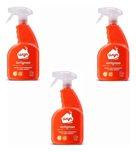 Antigrasa Wyn Gatillo Cocina 3 Unidades De 750ml 