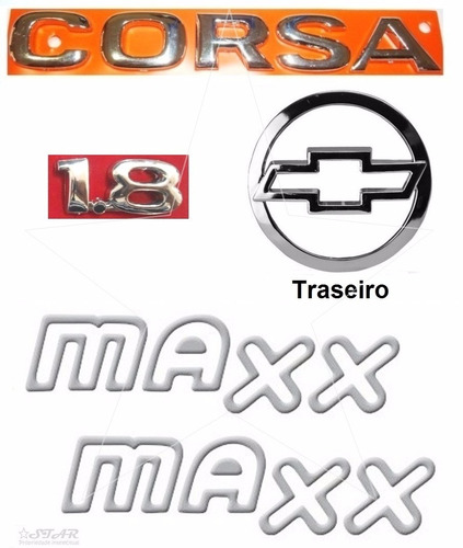 Emblemas Corsa Sedan 1.8 + Maxx Prata + Mala - 2003 À 2007
