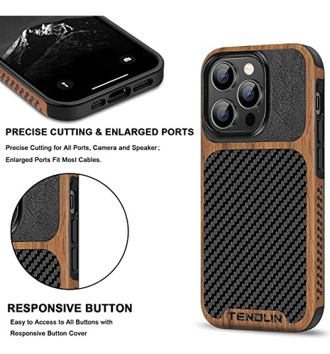 Funda Tendlin Para iPhone 14 Pro Shockpr Leather Wood