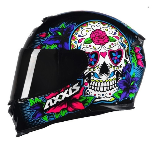 Capacete Axxis Eagle Skull Gloss Black-blue