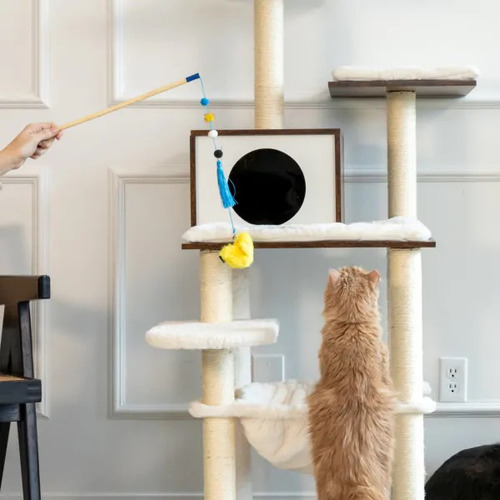 Juguete Para Gato Con Vara Bambu Y Ave De Peluche Con Catnip Color UNICO