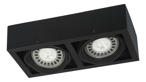 Artefacto Plafon Cuadrado Box Ar111 Negro 2 Dos Luces