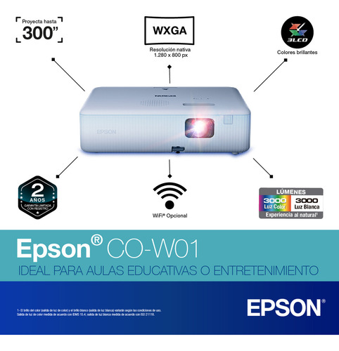 Proyector Mini Epson Proyector Portátil Epson Co-w01 3000 Lú