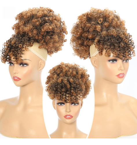 Afro - Rabo De Cavalo Com Cordão De Cabelo Afro Alto E Franj