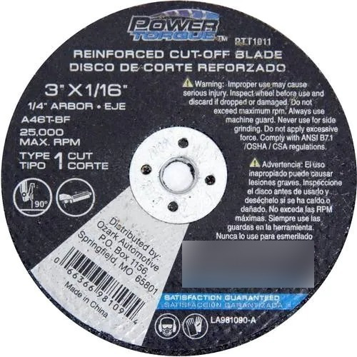 2 Discos De Corte Reforzados 3 X 1/16 X 1/4¨ Power Torque