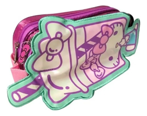 Lapicera Escolar Estuche Infantil Oficina Hello Kitty Fucsia Malteada