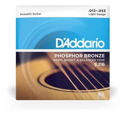Encordoamento Violão Aço .012 D'addario Phosphor Bronze Ej16