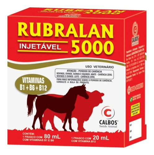 Rubralan 5000 100ml Vitanas B1 E B2 80ml / B12 20ml - Calbos