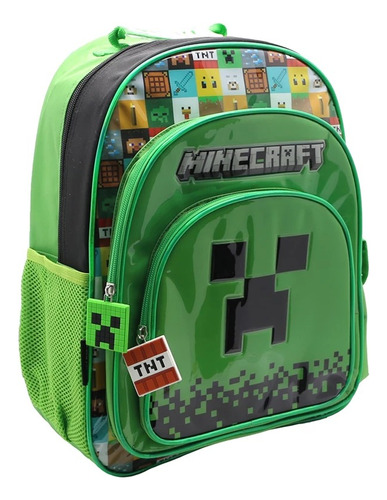 Mochila Escolar Minecraft Creeper Tnt 16´´ Pulgadas Espalda