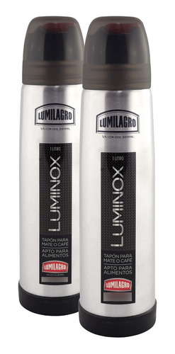 Imagen 1 de 10 de Set X 2 Termos Acero Inoxidable Bala Lumilagro 1 Lt Luminox