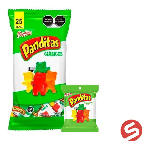 Mini Panditas Clásicos Ricolino 375 Gr Bolsa Con 25 Bolsitas