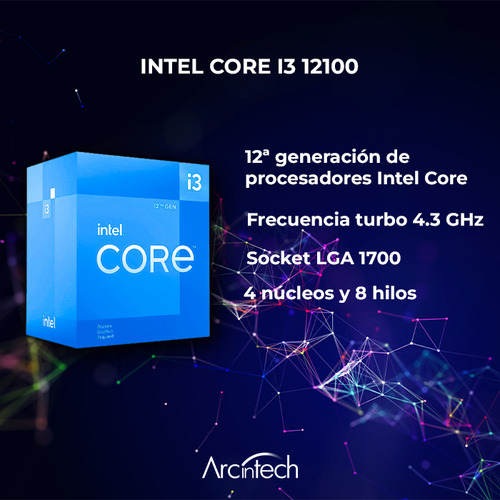 Pc Arcintech Gamer Core I3 12100 Ram 8gb 480gb Ssd Wifi