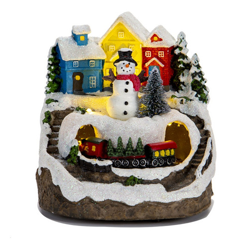 Led Light Christmas Snow House Village Luminous Ornament Fig