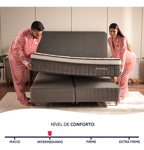 Cama Box Queen Premium Mola Ensacada Com Espuma D33 Nasa BF Colchões