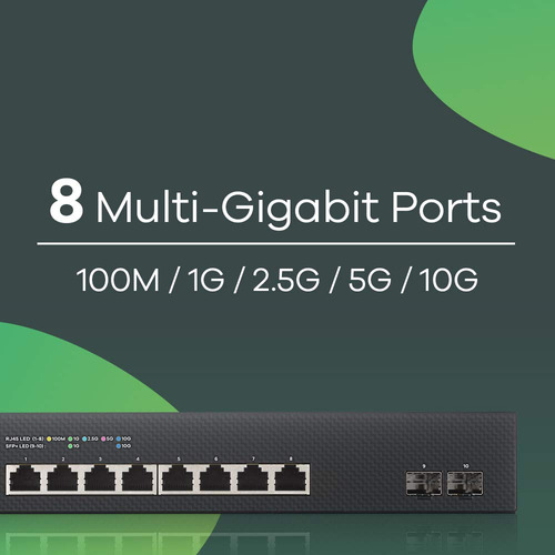Switch Ethernet Administrado Smart-l2+ Zyxel De 8 Puertos