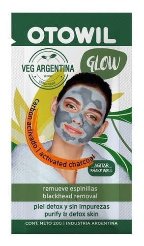 Imagen 2 de 3 de Mascara Facial Vegan C/ Carbon Activado Otowil Caja X24u