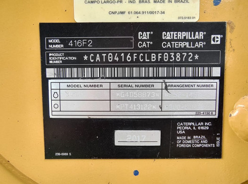 Retropala Caterpillar 416f2 4x4 Con 3er Vía