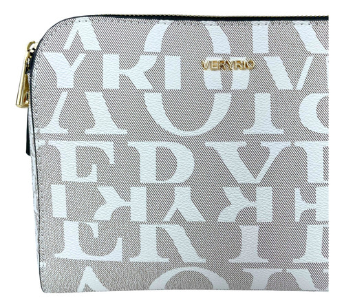 Bolsa Pequena Lateral Veryrio Monogama Original Couro Pu Com Repartições Cor Bege/branco Catar