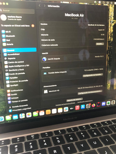 Apple Macbook Air M1 2020 13' 8gb Ssd 500gb Plateado (Usado)