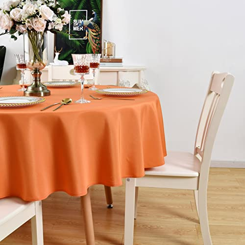 Mantel Redondo Naranja Impermeable Y Resistente A Manchas