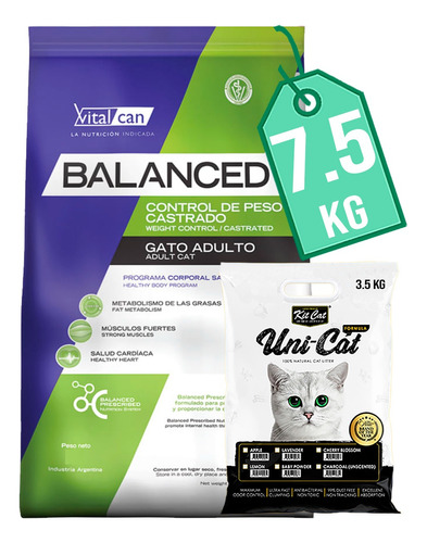 Alimento Balanced Gato Castrado Control De Peso 7.5 + Regalo