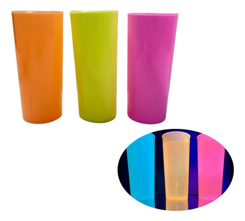 Vaso Trago Largo X 20 Fluo Colores Opaco Descartable 