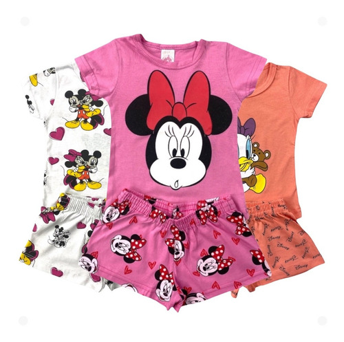 Kit 6 Conjunto Infantil Pijama Menina Personagem 1 Ao 8 Anos