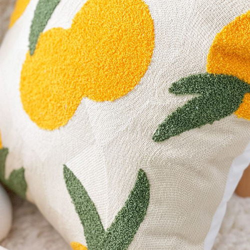 (c) Almohada Tejida Con Mechones De Frutas Naranjas Para Fun