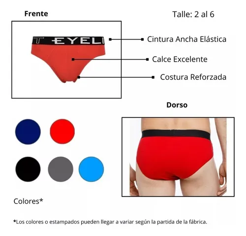 Pack X3 Eyelit Slip Algodon Y Lycra C elastico A 329 T.2 6