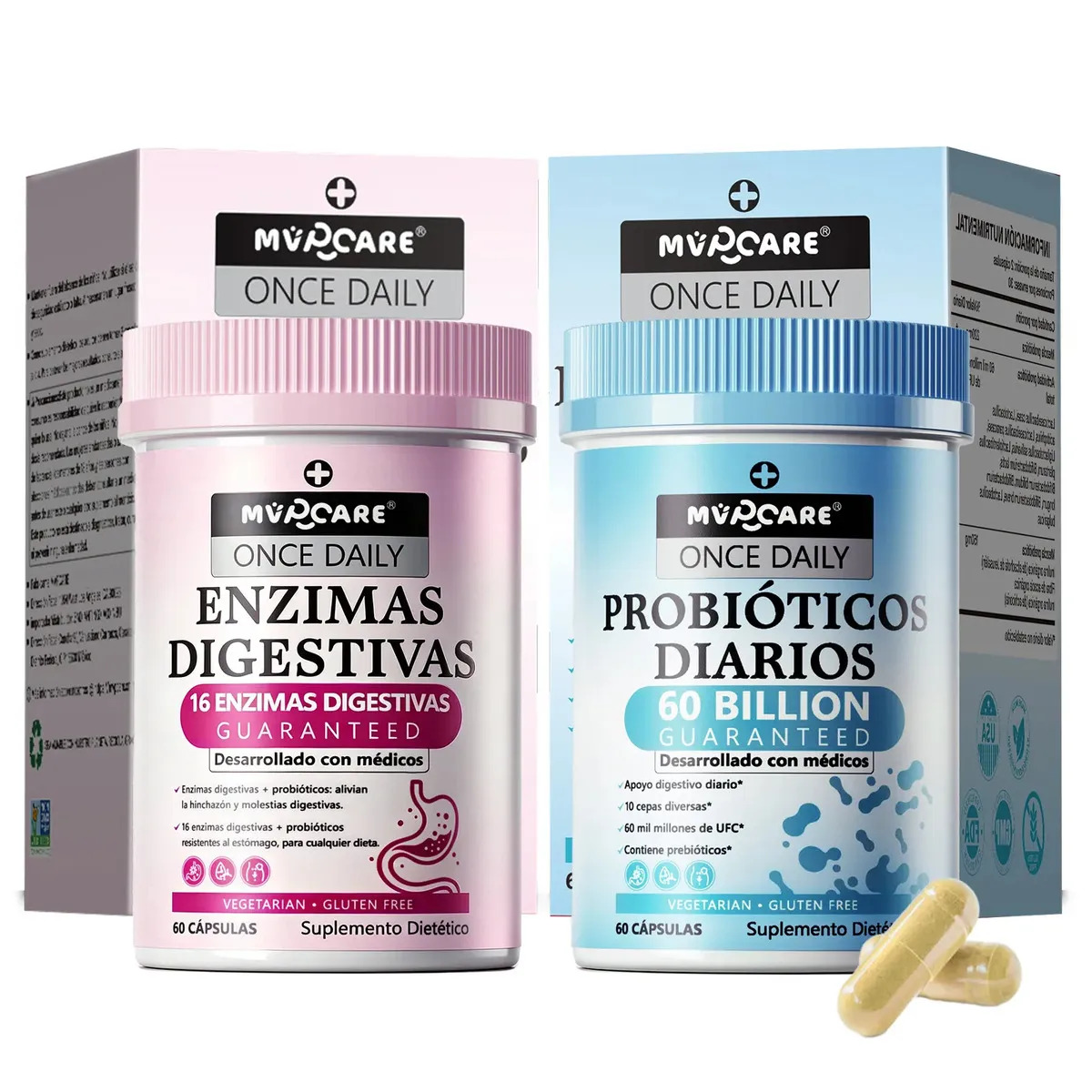 Mvpcare Probióticos + Enzimas Digestivas 2x60 Cápsulas Sin Sabor