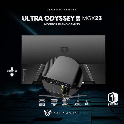Monitor Gamer 23.8 Balam Rush Ultra Odyssey Ii Mgx23 1ms Fhd Negro