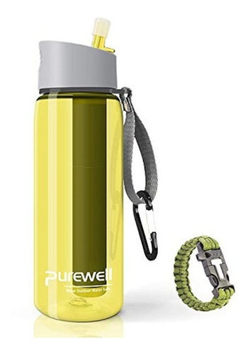 Purewell - Botella De Agua Con Filtro De 4 Tapas
