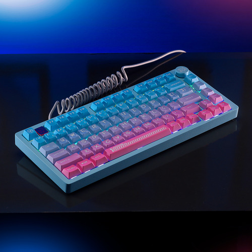 Teclado Mecânico Premium de Alumínio Adamantiun Akira Rgb Azul Abnt2 Dynamic Spectrum Pbt 75% Switch Puma