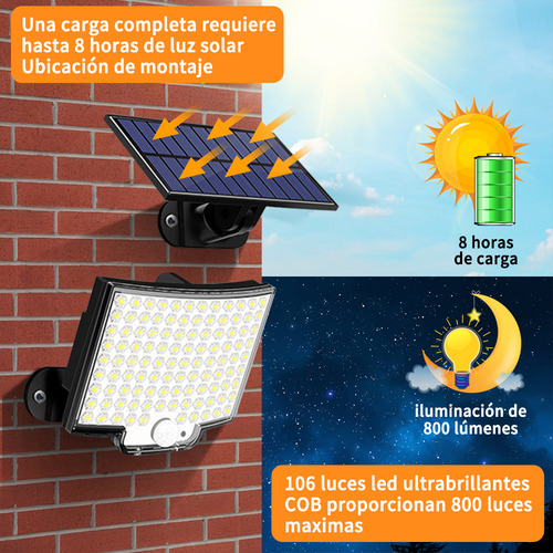 Llinpi® Lámpara Solar De Pared Exteriores Sensor Luz 4 Modos