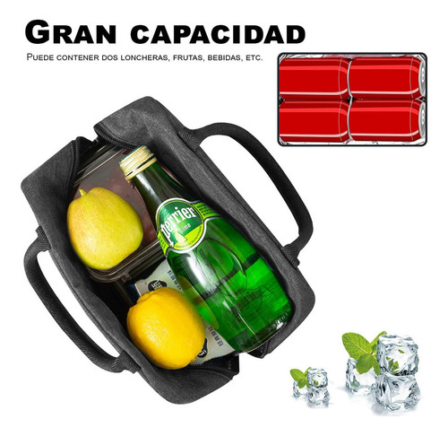 Lonchera Termica Bolsa Almuerzo Comida Lunch Escolar Oficina Portatil Kimhi Fiambrera Impermeable Aislamiento Frio Y Calor Color Negro