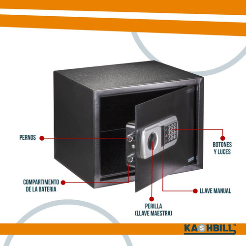Caja Fuerte Digital Grande Mod. Cf04 Kashbill Color Negro