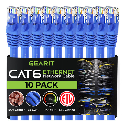 Gearit - Cable Ethernet Categoria 6, Sin Enganches, Cable De