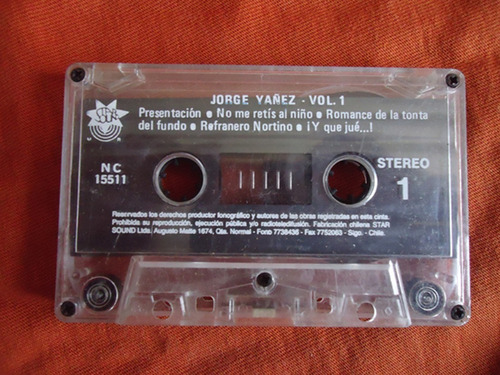 Cassette Jorge Yañez, Folclor Chileno, Sin Caja