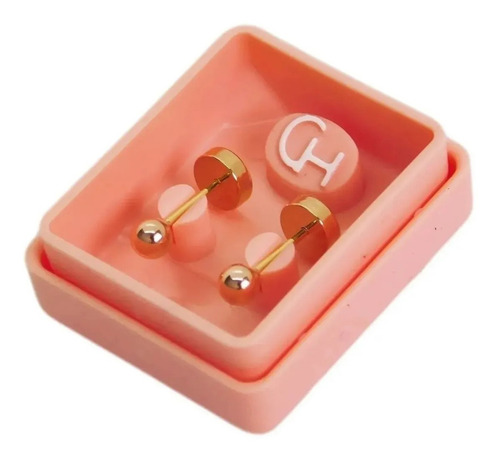Imagen 1 de 7 de Aros Abridores Bebe Ch Perno Oro 18kts Bolitas 3mm Cod 302