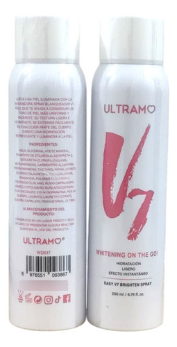 2pza Crema Blanqueadora Ultramo V7 Spray Blanqueador Hidrata Fragancia Neutra