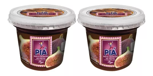 2 Doce Figo Piá Pote Chimia Cremosa Schmier Geléia