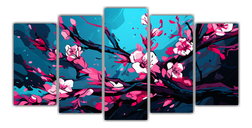 150x75cm Set 5 Artes De Pared Calidos Living A Peach Tree In