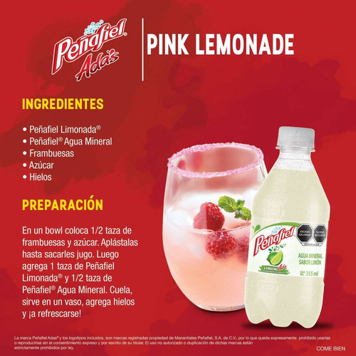 Agua Mineral Con Jugo Peñafiel Adas 24 Pzas 355 Ml Surtidos