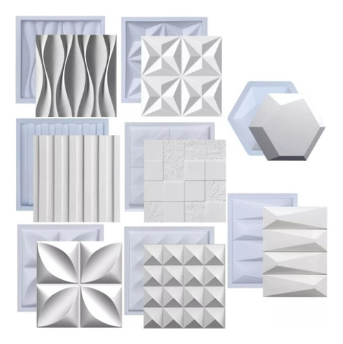 Formas Kit De Gesso 3d E Cimento Abs Resistente Molde Placa
