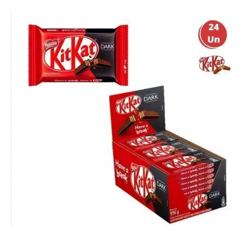 Chocolate Kit Kat Dark Meio Amargo C/24un - Nestlé